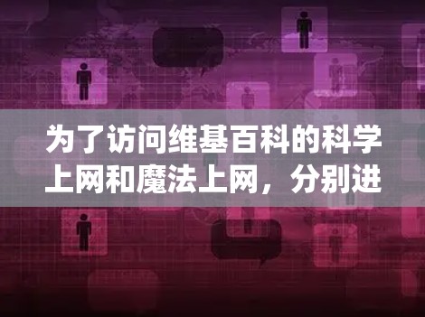 为了访问维基百科的科学上网和魔法上网，分别进入维基百科.org的两个页面，确保安装维基百科扩展插件后，可以有效地完成任务。以下是详细的步骤